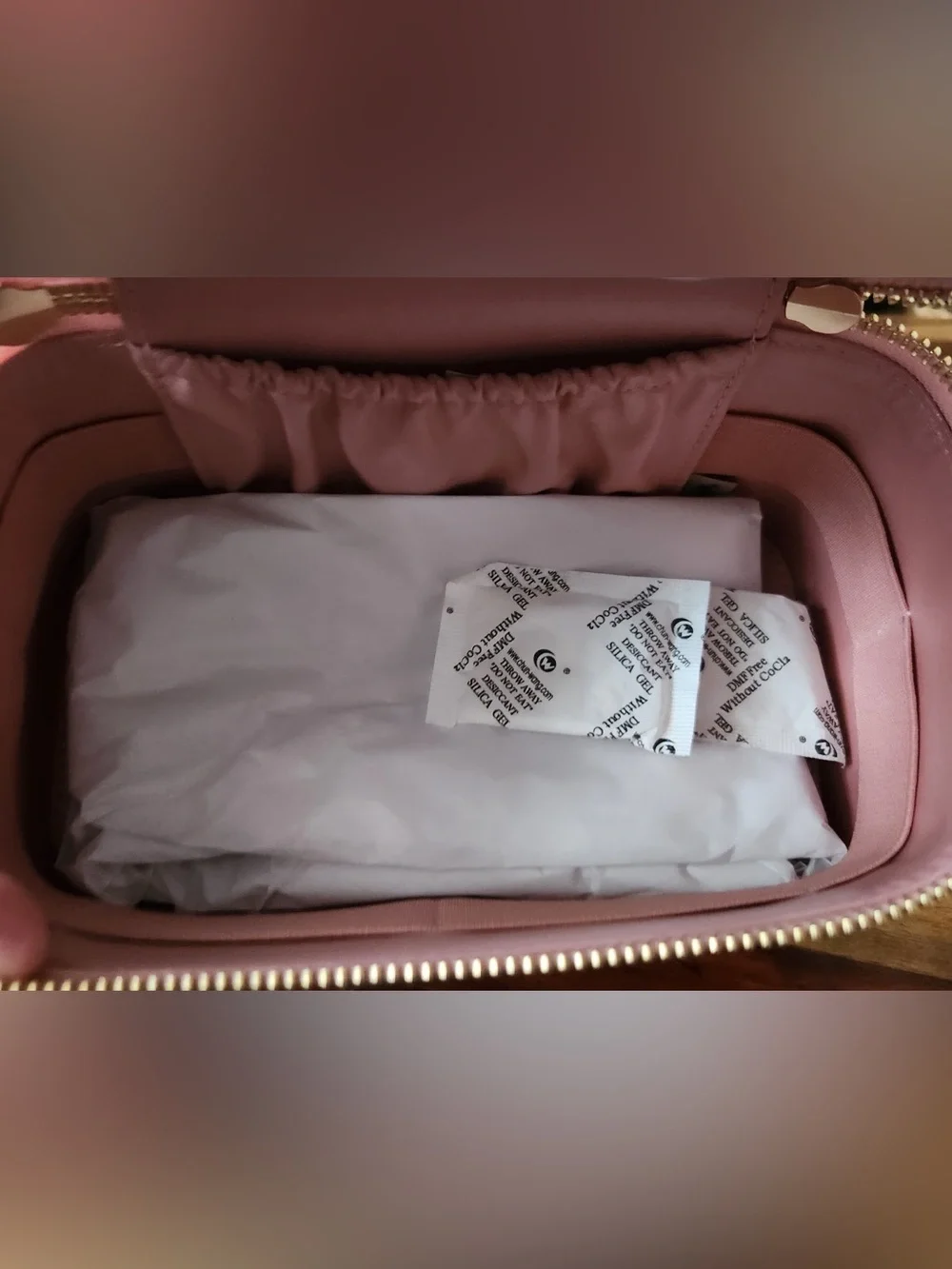 Coach Powder Pink Signature Canvas Cosmetic Case with Gold Hardware